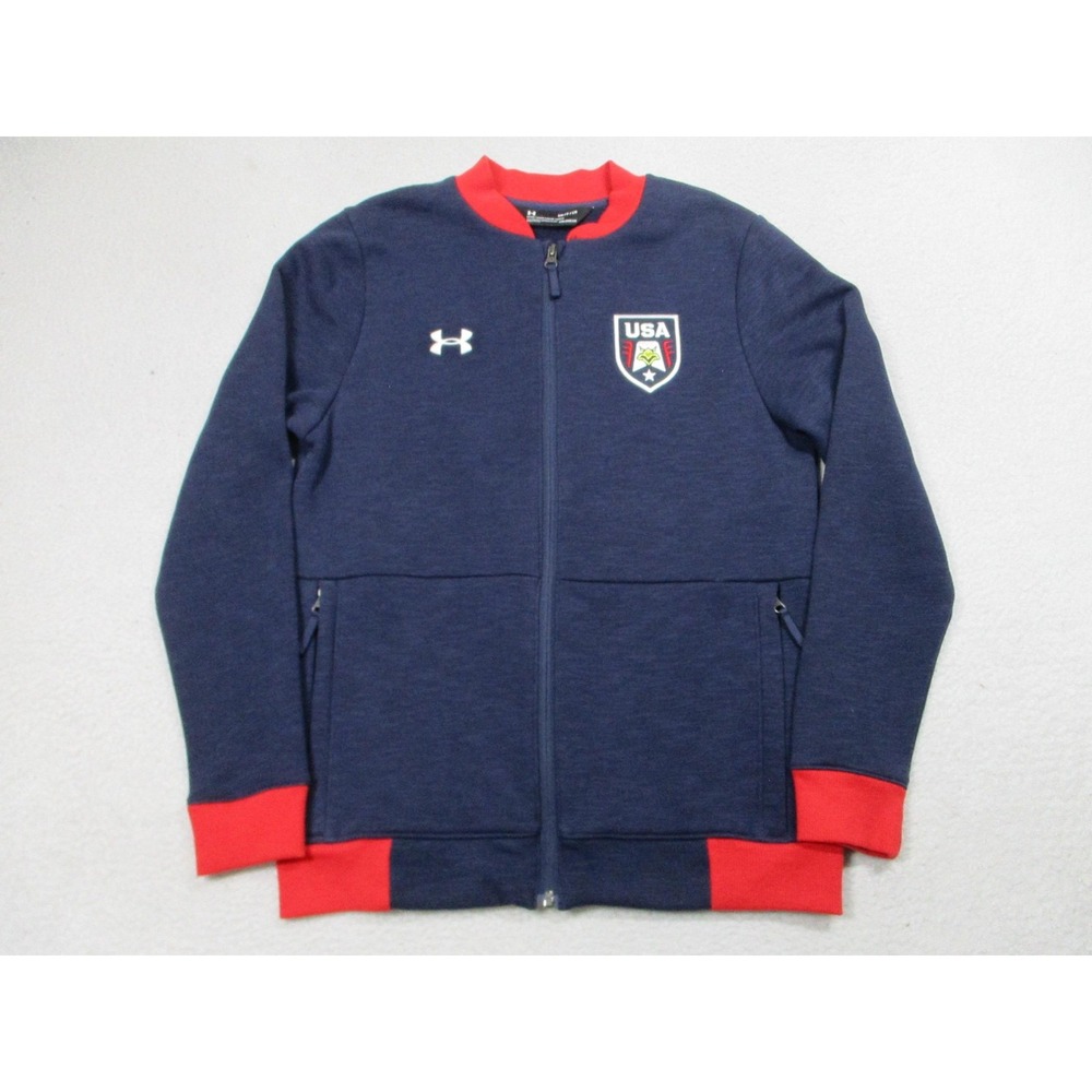 Under Armour USA United States Of America Jacket Mens Small Blue ColdGear Zip
